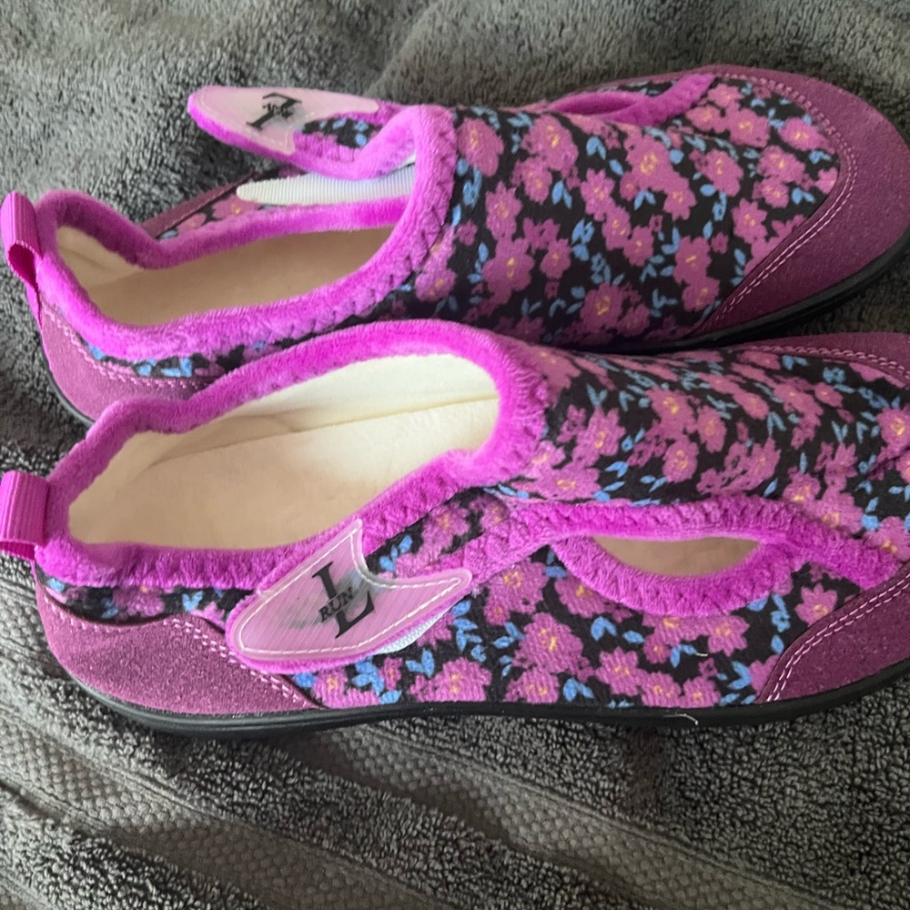Floral Pink and Purple Slip-On Shoes